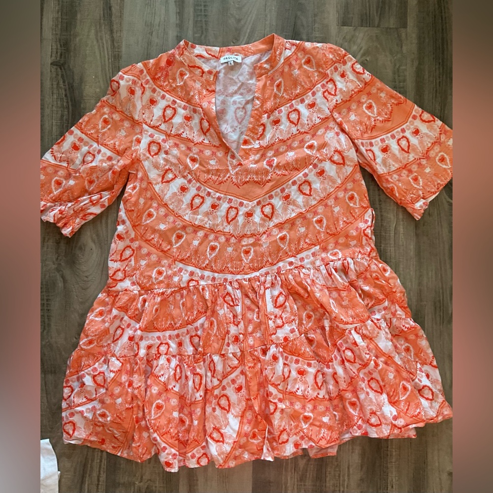 Paolita Orange Paisley Dress Size Large